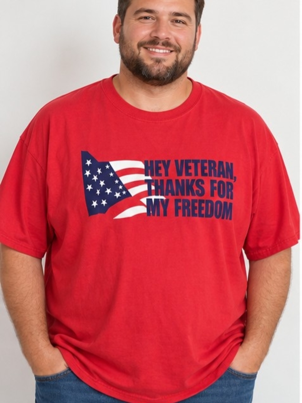 Red Veteran Tribute Graphic Tee - Thank You For My Freedom